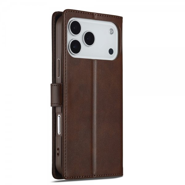 Lc.Imeeke iPhone 17 Pro Max Fodral med Kortfack Stativfunktion Mörkbrun