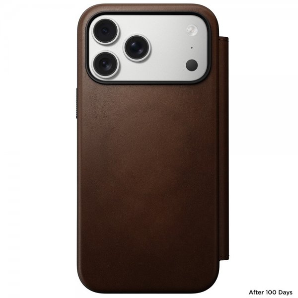 Nomad iPhone 17 Pro Max Fodral Modern Leather Folio Brun