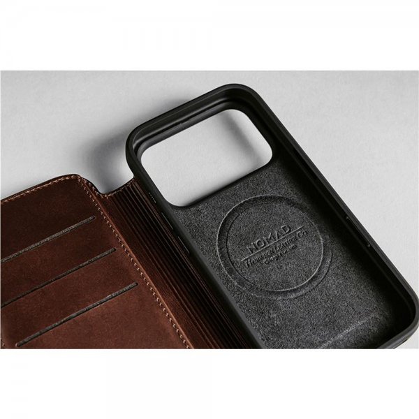 Nomad iPhone 17 Pro Max Fodral Modern Leather Folio Horween Rustic Brown