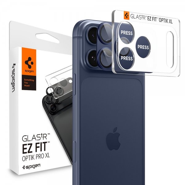 Spigen iPhone 17 Pro Max Kameraskydd Glas.tR EZ Fit Optik Pro XL Blå