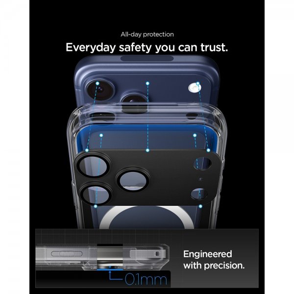 Spigen iPhone 17 Pro Max Kameraskydd Glas.tR EZ Fit Optik Pro XL Svart