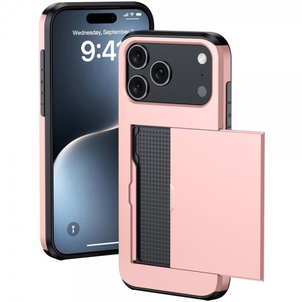 iPhone 17 Pro Max Skal Card Slide Roseguld