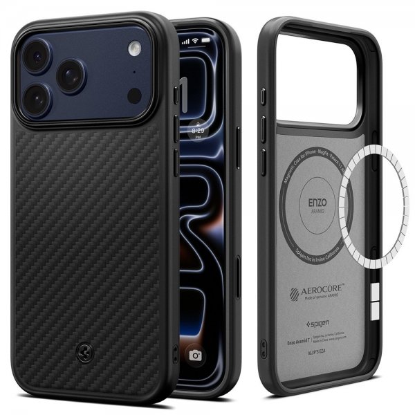 Spigen iPhone 17 Pro Max Skal Enzo Aramid T MagFit Svart