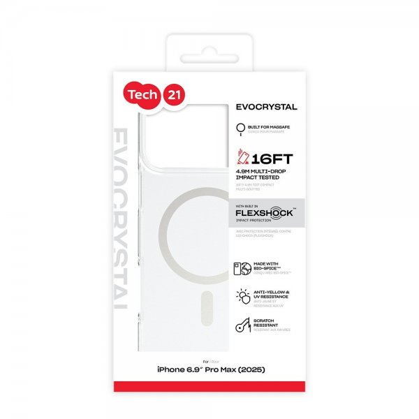 Tech21 iPhone 17 Pro Max Skal EvoCrystal MagSafe Metallic Silver