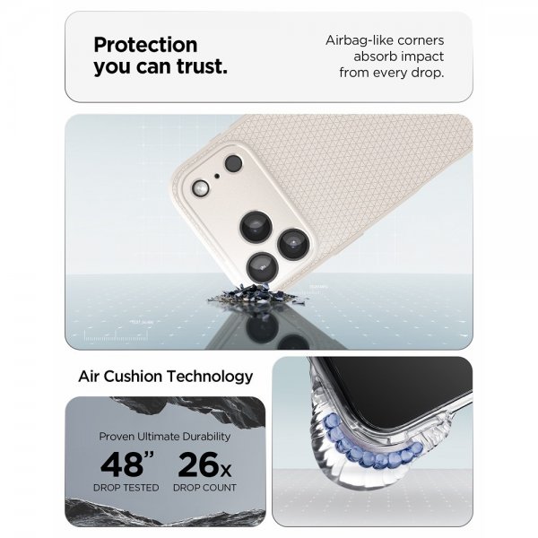 Spigen iPhone 17 Pro Max Skal Liquid Air Natural Titanium