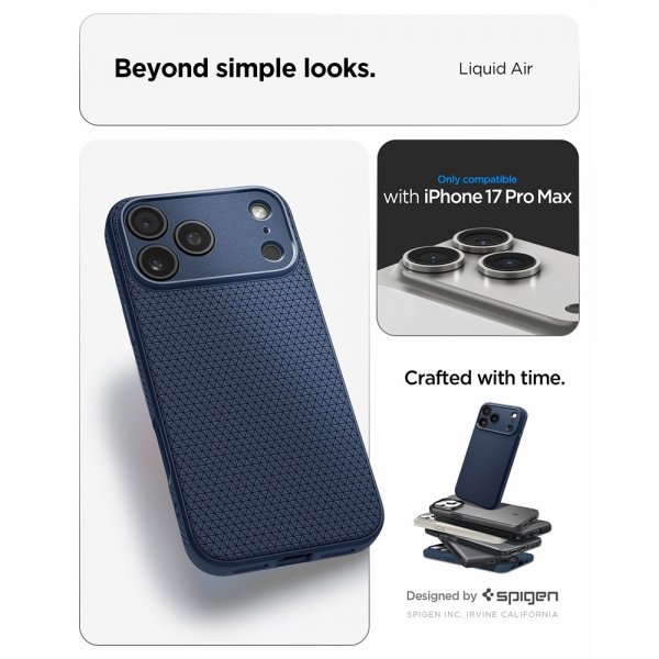 Spigen iPhone 17 Pro Max Skal Liquid Air Navy Blue