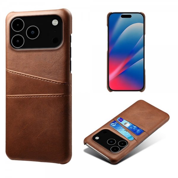 iPhone 17 Pro Max Skal med två Kortfack Mörkbrun
