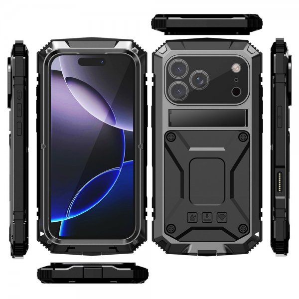 R-JUST iPhone 17 Pro Max Skal Metall Stöttåligt Svart