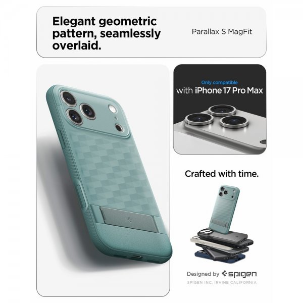 Spigen iPhone 17 Pro Max Skal Parallax S MagFit Sage Green