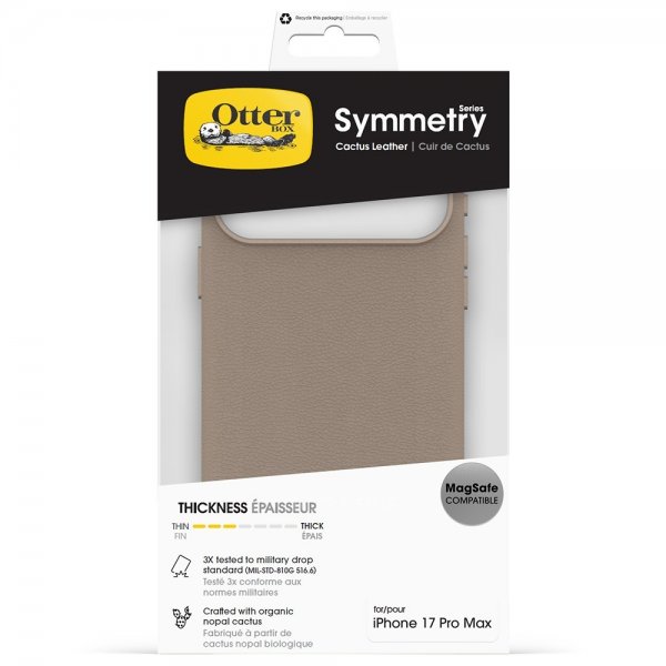 Otterbox iPhone 17 Pro Max Skal Symmetry Cactus Leather MagSafe Grey Comfort