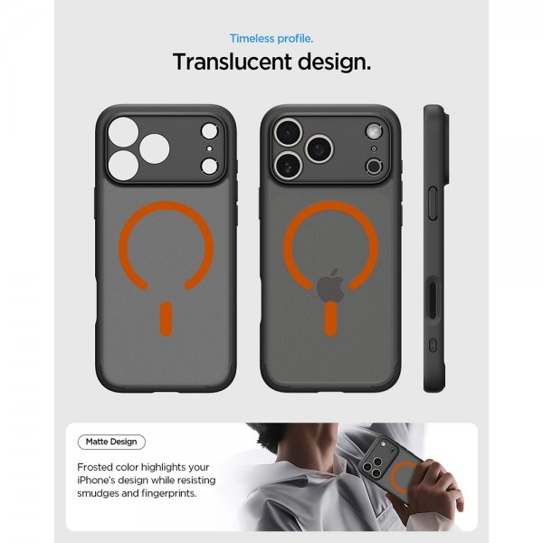 Spigen iPhone 17 Pro Max Skal Ultra Hybrid MagFit Frost Black Orange
