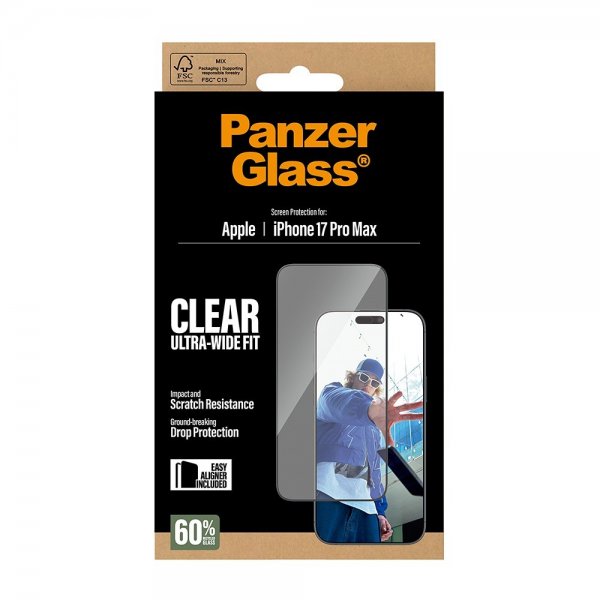 PanzerGlass iPhone 17 Pro Max Skärmskydd Ultra-Wide Fit EasyAligner