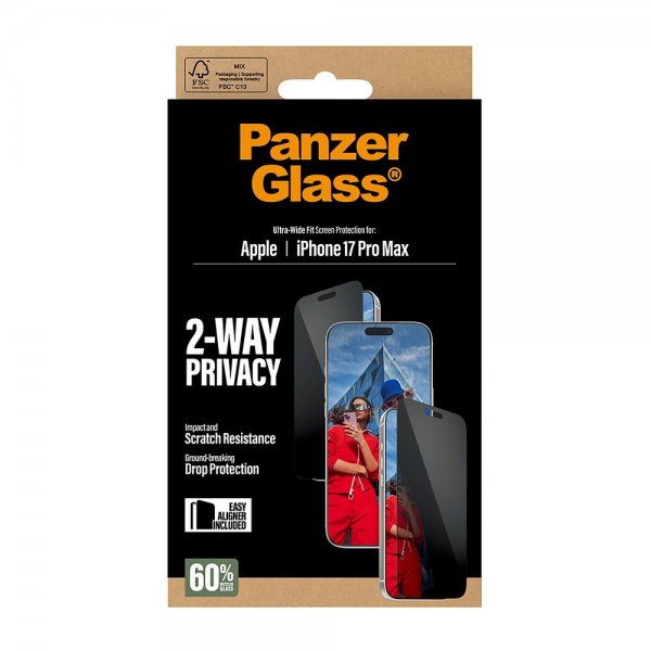 PanzerGlass iPhone 17 Pro Max Skärmskydd Ultra-Wide Fit Privacy EasyAligner