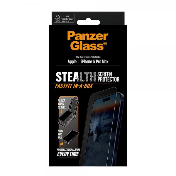 PanzerGlass iPhone 17 Pro Max Skärmskydd Ultra-Wide Fit Stealth Fastfit