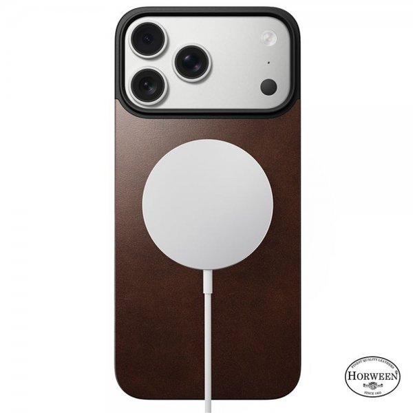 Nomad iPhone 17 Pro Max Skin Mag Leather Back Rustic Brown
