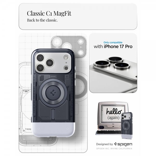 Spigen iPhone 17 Pro Skal Classic C1 MagFit Graphite