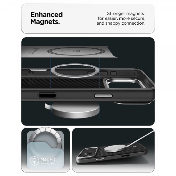 Spigen iPhone 17 Pro Skal Enzo Aramid T MagFit Svart Silver
