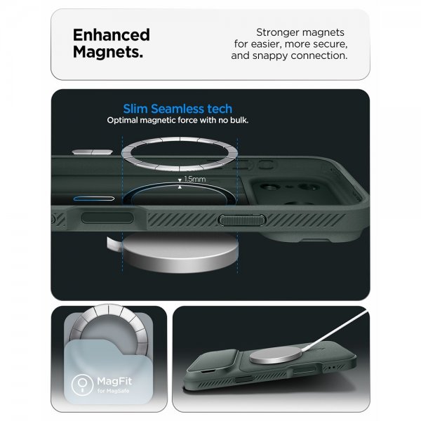 Spigen iPhone 17 Pro Skal Optik Armor MagFit Abyss Green