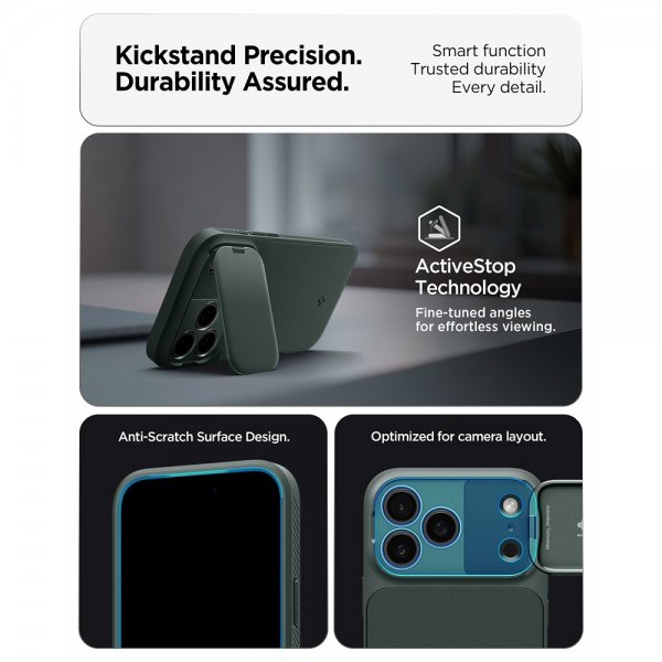 Spigen iPhone 17 Pro Skal Optik Armor MagFit Abyss Green