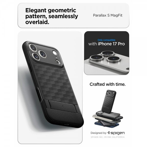Spigen iPhone 17 Pro Skal Parallax S MagFit Matte Black