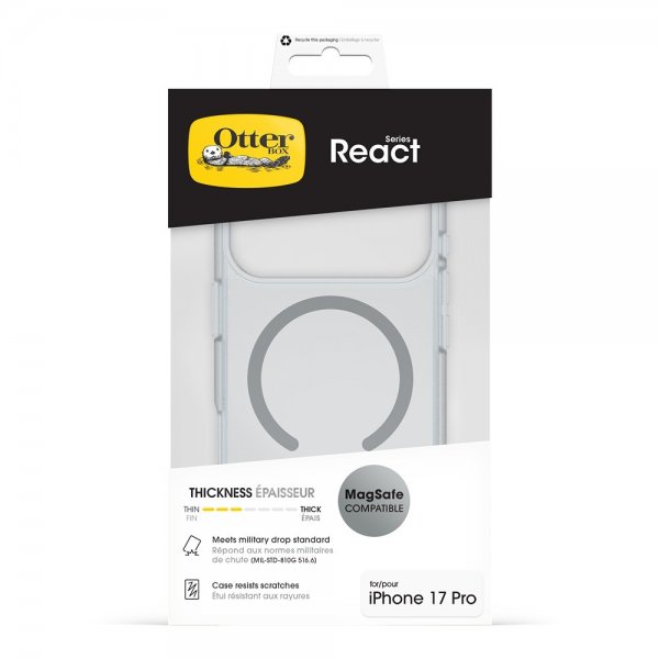Otterbox iPhone 17 Pro Skal React MagSafe Transparent