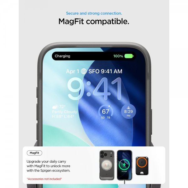 Spigen iPhone 17 Pro Skal Rugged Armor MagFit Grå