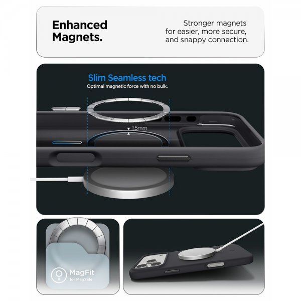 Spigen iPhone 17 Pro Skal Silicone Fit MagFit Svart