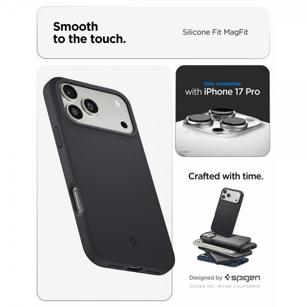 Spigen iPhone 17 Pro Skal Silicone Fit MagFit Svart