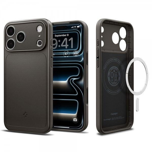 Spigen iPhone 17 Pro Skal Thin Fit MagFit Gunmetal