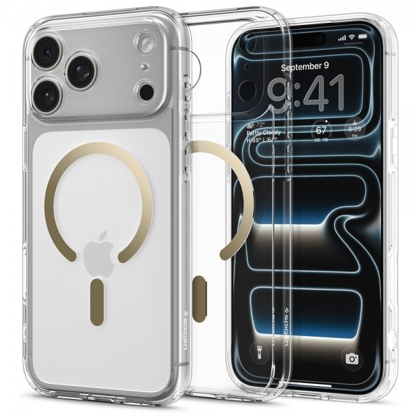 Spigen iPhone 17 Pro Skal Ultra Hybrid MagFit Clear Gold