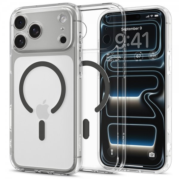 Spigen iPhone 17 Pro Skal Ultra Hybrid MagFit Clear Graphite