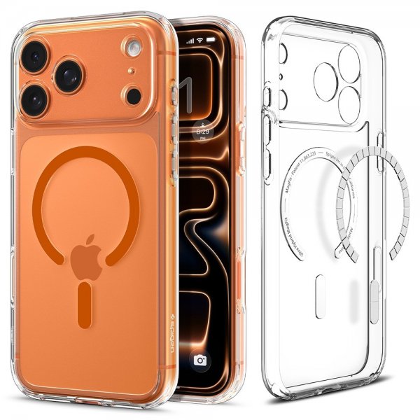 Spigen iPhone 17 Pro Skal Ultra Hybrid MagFit Clear Orange