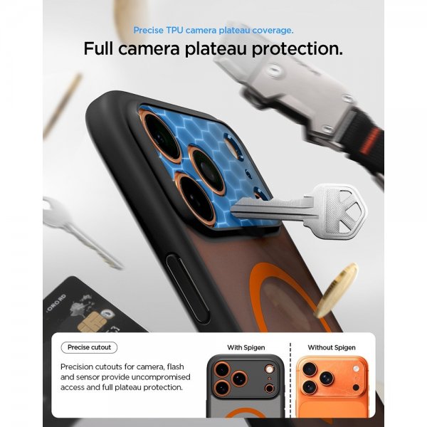 Spigen iPhone 17 Pro Skal Ultra Hybrid MagFit Frost Black Orange