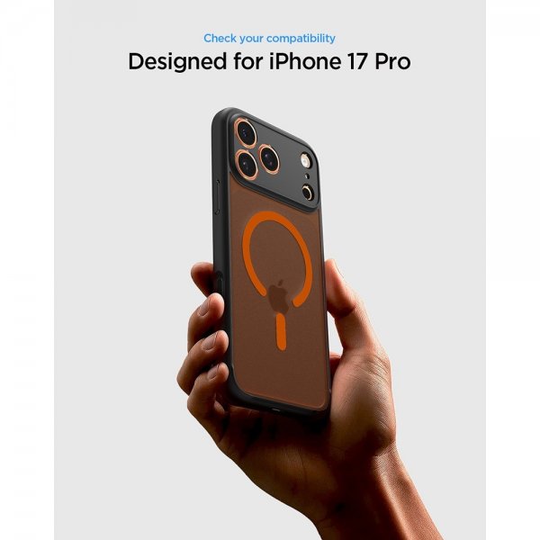 Spigen iPhone 17 Pro Skal Ultra Hybrid MagFit Frost Black Orange