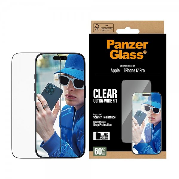 PanzerGlass iPhone 17 Pro Skärmskydd Ultra-Wide Fit EasyAligner