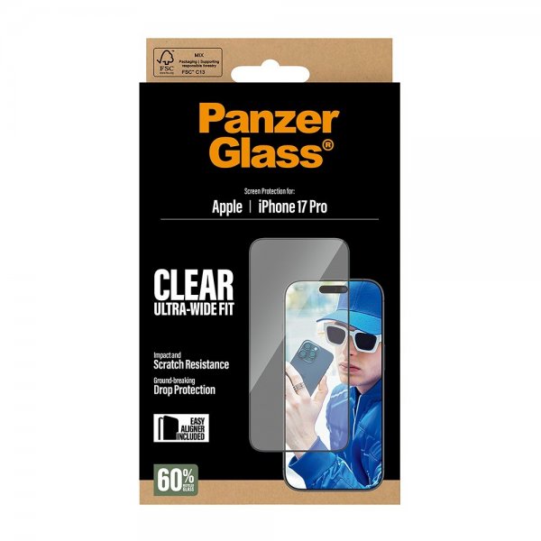 PanzerGlass iPhone 17 Pro Skärmskydd Ultra-Wide Fit EasyAligner