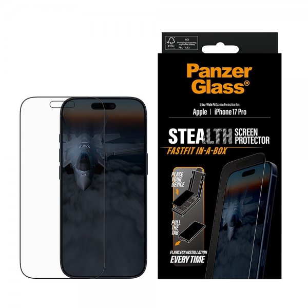 PanzerGlass iPhone 17 Pro Skärmskydd Ultra-Wide Fit Stealth Fastfit