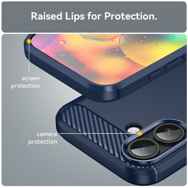 iPhone 17 Skal Borstad Kolfibertextur Blå