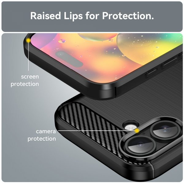 iPhone 17 Skal Borstad Kolfibertextur Svart