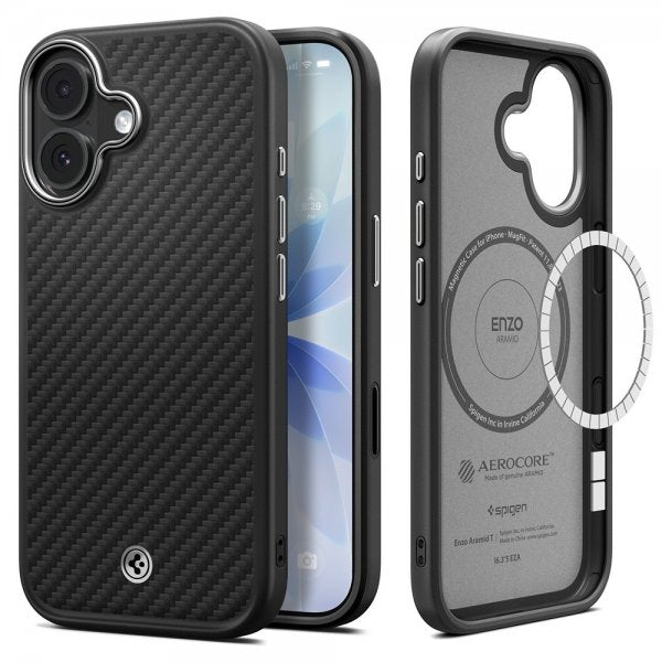 Spigen iPhone 17 Skal Enzo Aramid T MagFit Svart Silver