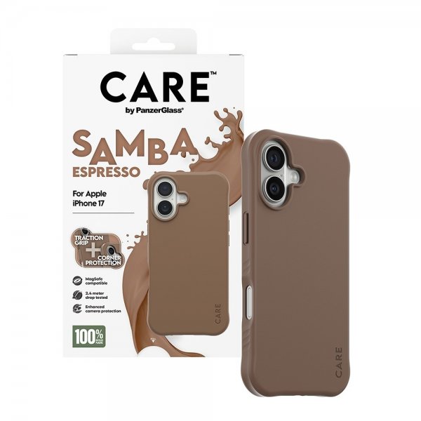 CARE by PanzerGlass iPhone 17 Skal Samba MagSafe Espresso