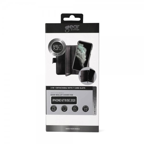 Gear iPhone 6/6S/7/8/SE Fodral 7 Kortfack Löstagbart Skal Svart