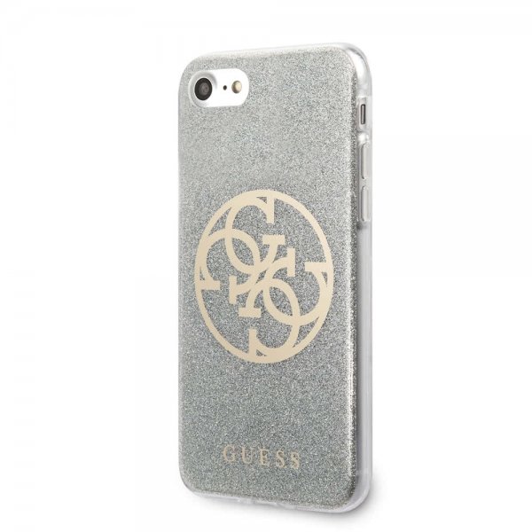 Guess iPhone 7/8/SE Skal Glitter Circle Silver