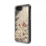 Guess iPhone 7/8/SE Skal Glitter Floating Hearts Guld