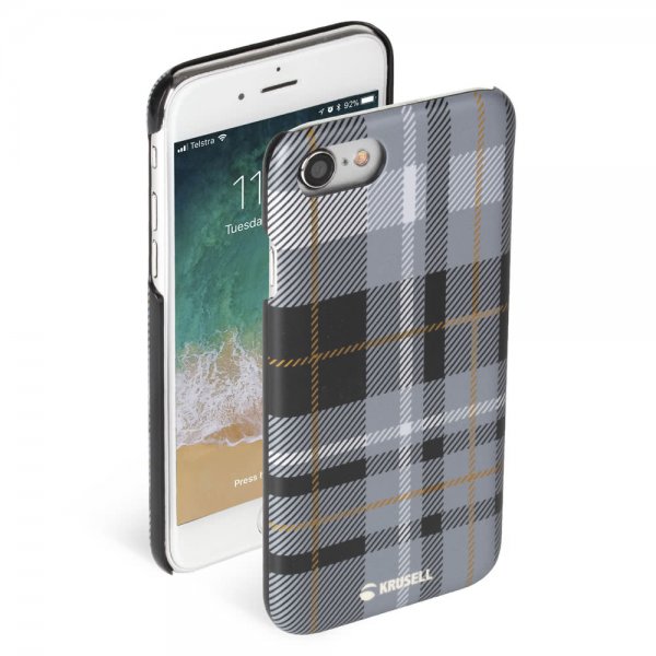 Krusell iPhone 7/8/SE Skal Limited Cover Plaid Dark Grey