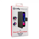 Celly iPhone 6/6S/7/8/SE Fodral Wally Wallet Case Svart