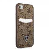Guess iPhone 7/8/SE Skal Double Cardslot Metal Triangle Brun