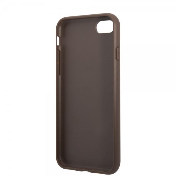 Guess iPhone 7/8/SE Skal Double Cardslot Metal Triangle Brun