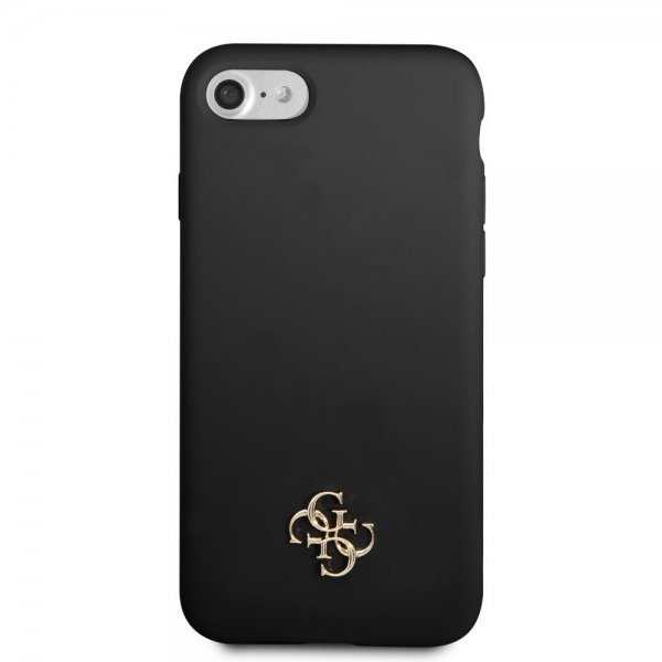 Guess iPhone 7/8/SE Skal Silicone Metal Logo 4G Svart