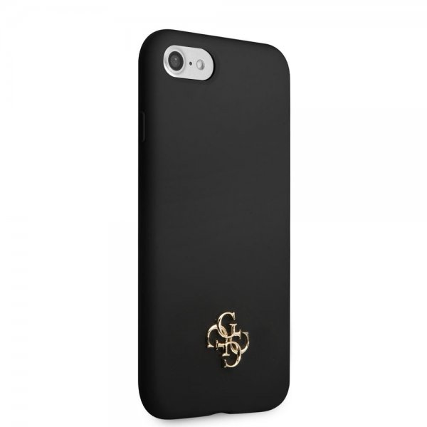Guess iPhone 7/8/SE Skal Silicone Metal Logo 4G Svart